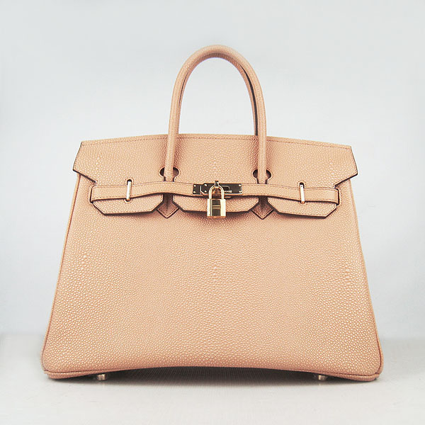 High Quality Fake Hermes Birkin 35CM Pearl Veins Leather Bag Orange 6089